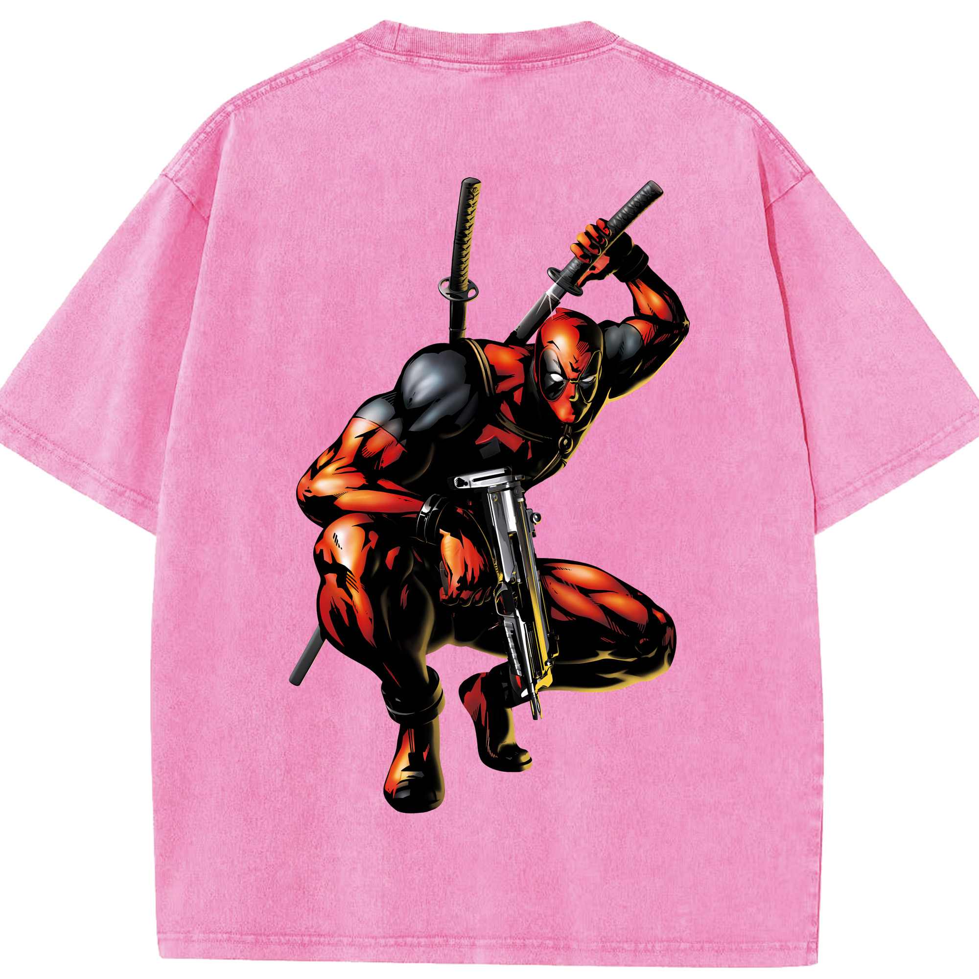 （画像用） Deadpool デッドプール 綿100% ヴィンテージ風 半袖Tシャツ（背面プリント）